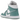 Jordan 1 Mid White Cannon baskets en vue laterale avec empeigne en cuir blanc, details bleu clair, lacets et semelle