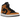 Jordan 1 Mid Desert Ochre baskets en profil latéral avec des panneaux en daim ocre doré, des détails noirs et une semelle blanche