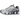Nike Shox TL Metallic Silver baskets en vue sous angle avec une empeigne argentée brillante, des amortisseurs caractéristiques et des lacets