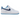 Nike Air Force 1 '07 'First Use - White University Blue' baskets en vue laterale avec tige en cuir blanc et swoosh bleu clair