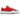 Maison Mihara Yasuhiro Hank OG Sole Canvas Low Red baskets en profil latéral avec une tige en toile rouge et une semelle blanche fondue