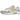 Nike Air Max 1 Summit White University Gold baskets en vue laterale avec empeigne blanche, details jaunes et unite Air