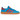 Adidas Handball Spezial Bright Blue baskets en vue latérale avec une tige en suède bleu clair, des bandes blanches et une semelle en gomme
