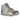 Nike Air Trainer 1 SP Travis Scott Grey Haze baskets en vue sous angle avec du suède gris et un swoosh inversé caractéristique