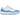 Jordan 11 Retro Low University Blue baskets vue de profil avec une tige blanche, du cuir vernis bleu clair et une semelle