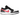 Jordan 1 Low Black Siren Red baskets en vue sous angle avec une tige en cuir noir, des détails rouges et le logo swoosh sur le côté.