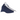 Air Jordan 13 Retro Flint baskets dans une vue latérale inclinée avec du cuir blanc, du suède bleu marine et des lacets.