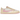 Jordan 1 Retro Low OG SP Travis Scott Shy Pink baskets en vue latérale avec swoosh rose, empeigne en cuir blanc et details marron
