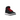 Jordan 1 Retro High Black Satin Gym Red Black baskets de profil avec du satin noir et des détails en cuir rouge