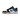Nike Dunk Low Industrial Blue baskets en vue laterale avec une base en cuir blanc, des superpositions bleues et une semelle blanche