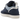 UGG Lowmel Dark Indigo Sea Salt baskets vue de profil avec une tige bleu foncé, des lacets et une semelle blanche