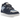 UGG Lowmel Dark Indigo Sea Salt baskets en vue sous angle avec une tige en daim bleu foncé, des lacets épais et un col rembourré