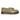 Dr. Martens Adrian Loafers Khaki baskets en vue latérale, fabriquées en cuir lisse couleur kaki avec la semelle épaisse classique et des coutures visibles.