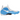 Nike Air Foamposite Pro University Blue baskets en vue laterale avec empeigne en mousse bleu clair, cuir noir et virgule