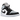Jordan 1 Mid Black Aura Squadron Blue baskets profil latéral en cuir noir et bleu avec lacets et semelle classique