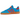 Adidas Handball Spezial Bright Blue baskets en vue laterale avec une tige en suede bleu, des details blancs et une semelle gomme