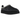 UGG Tasman Biarritz Slipper Black baskets en vue sous angle avec tige en suède noir, bordure tressée et doublure douce
