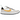NikeCraft General Purpose Shoe Tom Sachs Bricolage baskets en vue sous angle avec empeigne blanche, lacets bleus et semelle jaune
