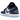 Jordan 1 Low Midnight Navy University Blue baskets en vue laterale avec des details en cuir bleu, une semelle interieure blanche et des lacets