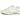 Nike Air Max 1 White Alabaster baskets en vue sous angle avec empeigne blanche, details jaunes et unite Air visible