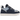 UGG Lowmel Dark Indigo Sea Salt baskets de profil avec une tige bleu foncé et des lacets