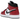 Jordan 1 Mid Chicago Toe baskets vue de profil avec une tige en cuir rouge, blanche et noire et des lacets assortis