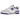 New Balance 550 White Purple baskets en vue latérale avec une tige en cuir blanc, des détails violets et des lacets