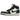Jordan 1 Retro High Fir Pro Green baskets en vue laterale avec une tige en cuir vert et blanc, des details noirs et des lacets