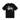 Stussy Tee Black baskets vue de face avec logo blanc classique sur la poitrine, en coton noir de qualité avec col rond.