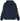 Stussy Barracuda Hoodie Navy baskets vue de profil en bleu marine, doté d'une capuche ajustable et du logo Stüssy blanc imprimé sur la poitrine.